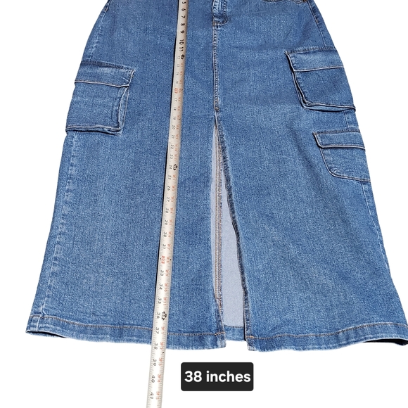 SCOOP Denim Cargo Maxi Skirt Womens 12 Blue Y2K Streetwear Baddie - Picture 10 of 12